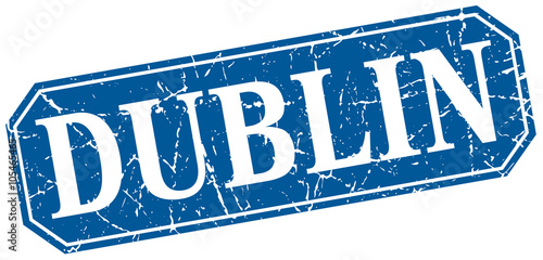 Photography Dublin blue square grunge retro style sign