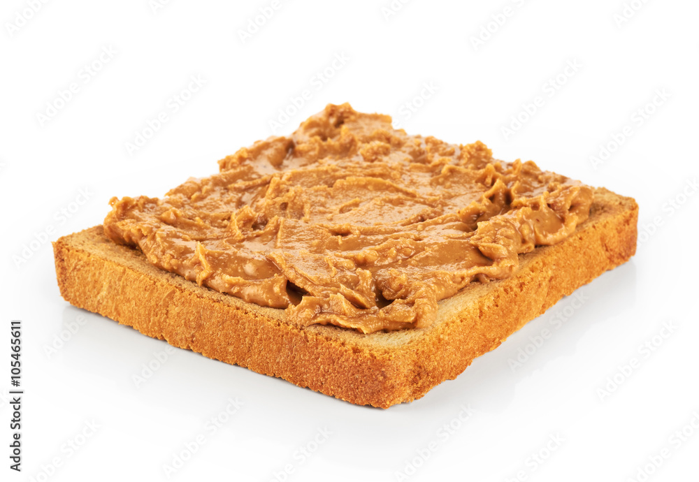 Toast with peanut butter isolated on white background. Toast with peanut butter isolated on white background.