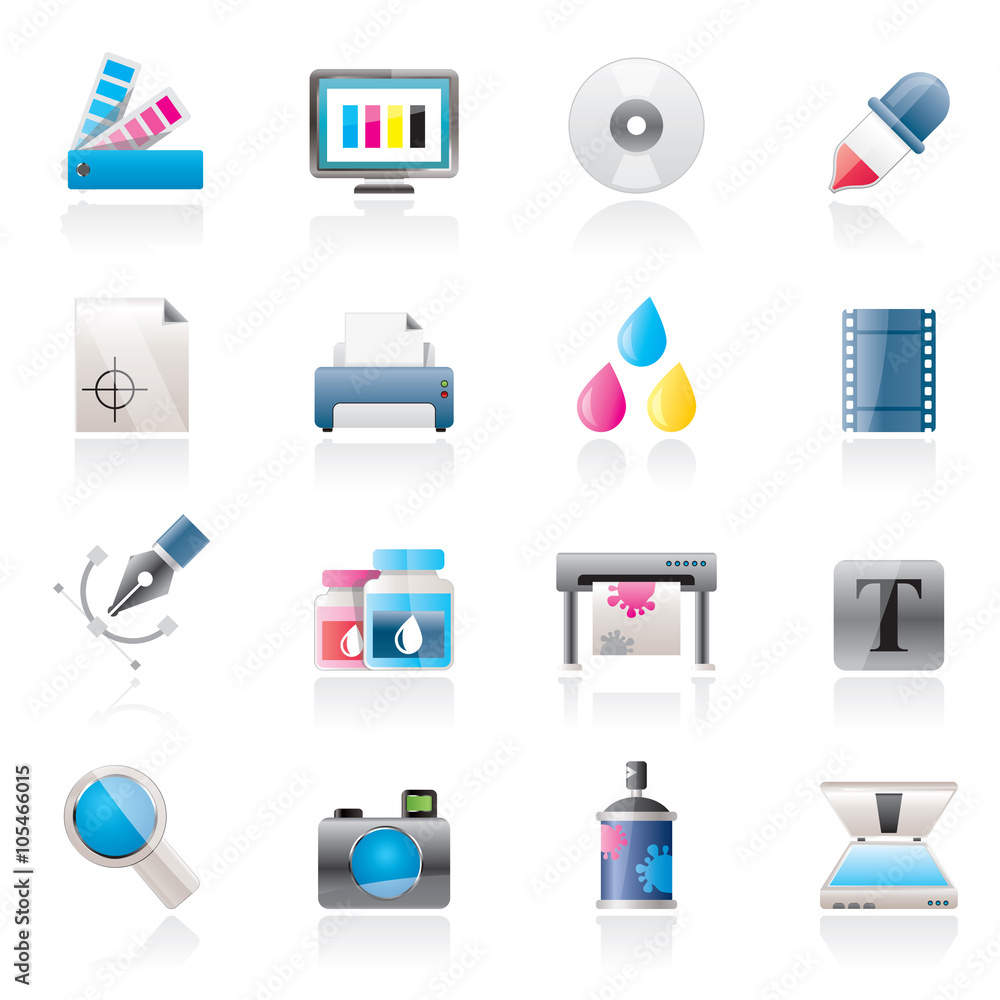 Print industry and graphic design icons - vector icon set Print industry and graphic design icons - vector icon set