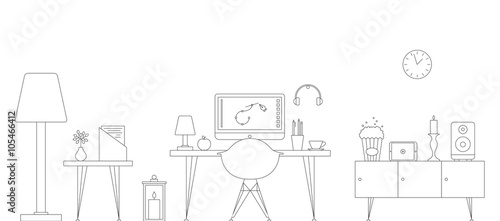 Vector Thin Line Workspace Scene