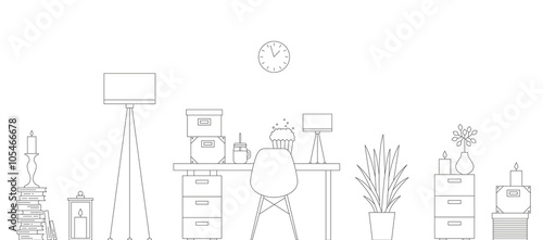 Vector Thin Line Workspace Scene