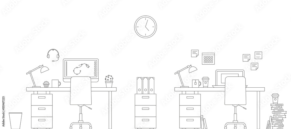 Vector Thin Line Workspace Scene