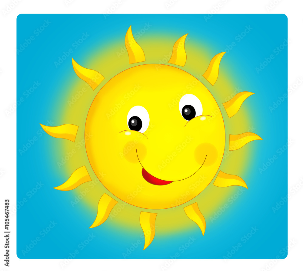 Cartoon scene with weather - happy sun - illustration for children