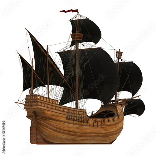 Pirate Ship On White Background