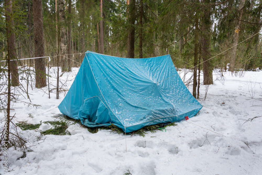Travel blue tent. Travel blue tent.