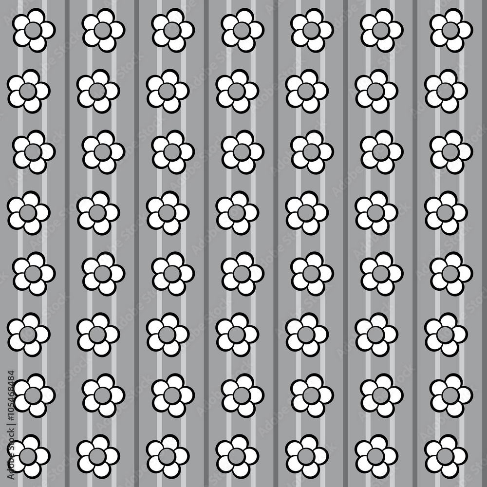 Floral pattern with daisies on dark and light grey background Floral pattern with daisies on dark and light grey background