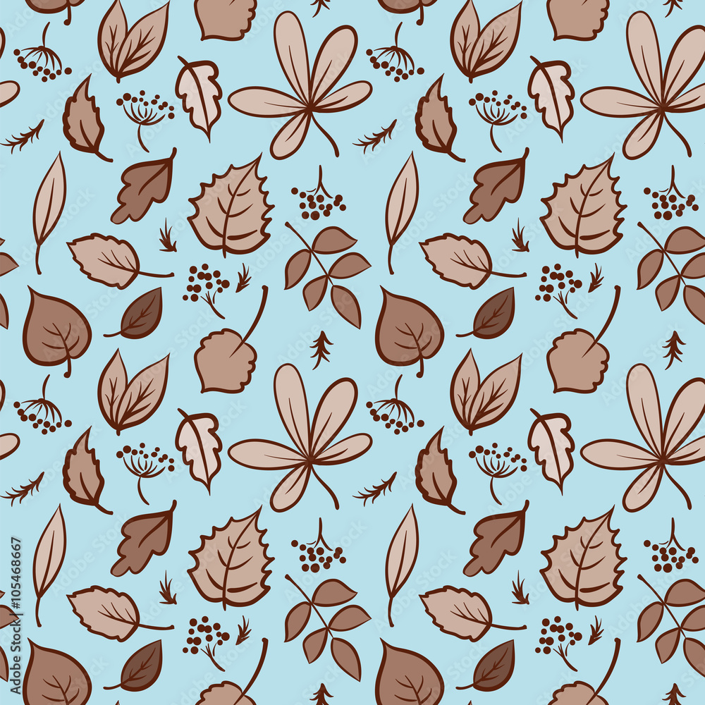 Seamless autumn leaves texture pattern. Vector background