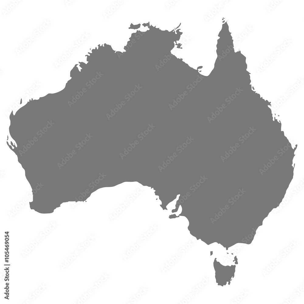 Map of Australia in gray on a white background Map of Australia in gray on a white background