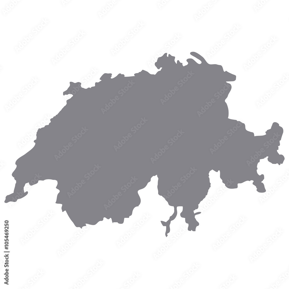 Switzerland map in gray on a white background Switzerland map in gray on a white background