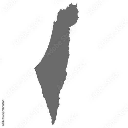 Israel map in gray on a white background