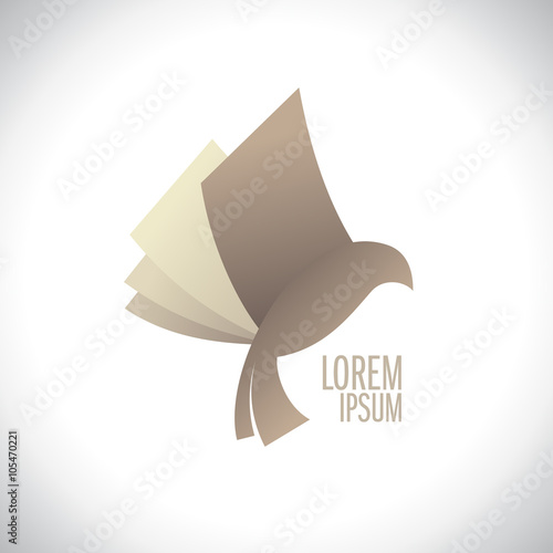 Flying book like bird logo, education concept