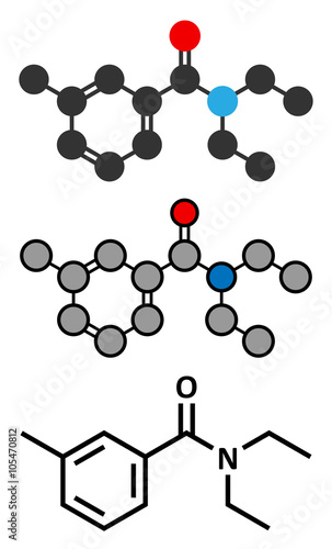 DEET (diethyltoluamide, N,N-Diethyl-meta-toluamide) insect repellent