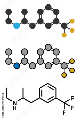 Fenfluramine weight loss drug molecule (withdrawn). 
