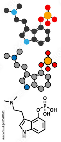 Psilocybin psychedelic mushroom molecule. Prodrug of psilocin. 