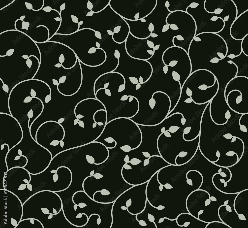 Vector seamless pattern. Floral stylish background with leaves