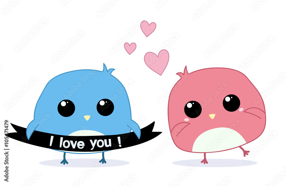 Obraz premium Love birds. Vector valentine illustration