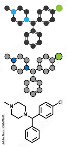 Chlorcyclizine antihistamine drug molecule.