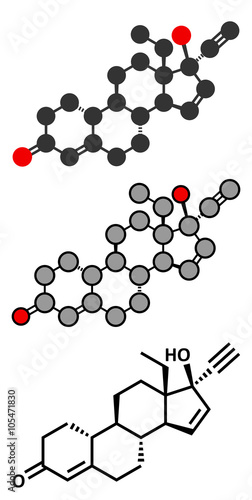 Gestodene progestogen hormonal contraceptive drug molecule.