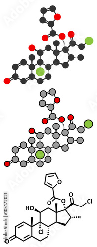 Mometasone furoate steroid drug molecule. Prodrug of mometasone.