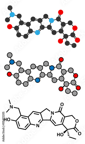 Topotecan cancer drug molecule (topoisomerase I inhibitor).