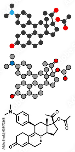 Ulipristal acetate contraceptive drug molecule. 