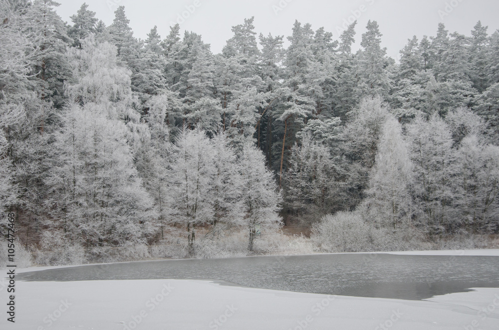 Frozen Dlugie lake, Olsztyn, Warmia region, Poland. Frozen Dlugie lake, Olsztyn, Warmia region, Poland.