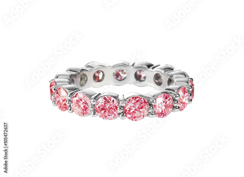 Pink diamond band wedding bridal engagement ring