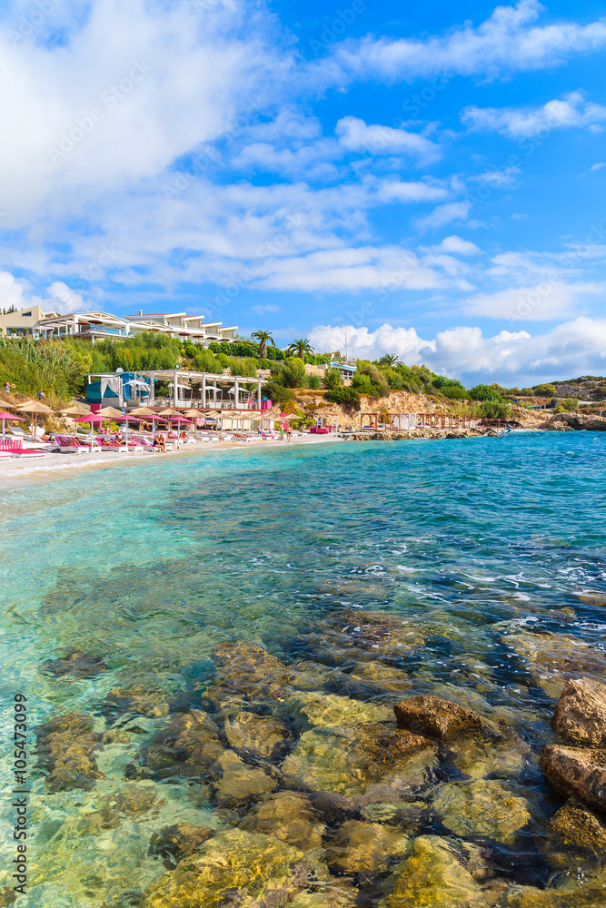 A view of beach in Proteas bay, Samos island, Greece