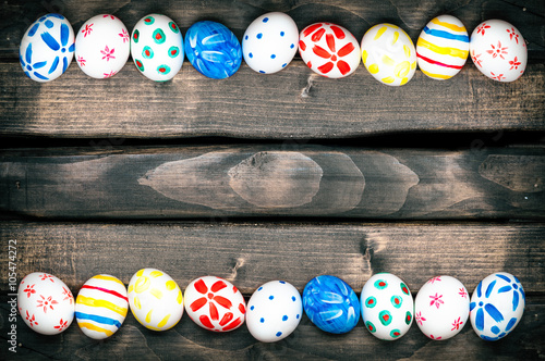 Easter eggs on old boards