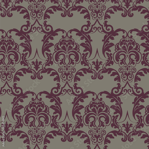 Vector floral damask baroque ornament pattern. Elegant luxury texture for textile, fabrics or wallpapers backgrounds. Red color