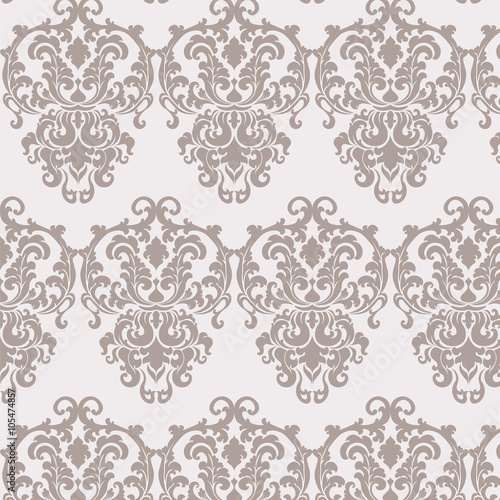 Vector Vintage Baroque Damask Pattern element Imperial style. Ornate floral ornament for fabric, textile, design, wedding invitations, greeting cards, wallpaper. Beige color