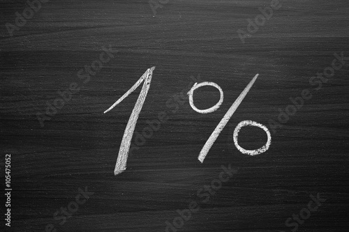 one percent header written with a chalk on the blackboard