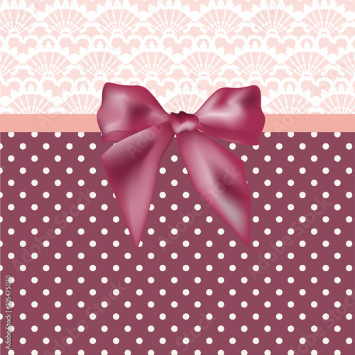 Vintage Lace card with bow. Vector