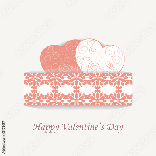 Happy Valentine's Day lace card love hearts. Vector
