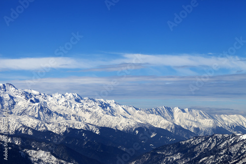 View on snowy mountains in nice sunny day © BSANI