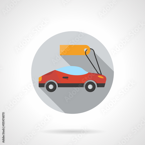 Sports car rental round flat color vector icon