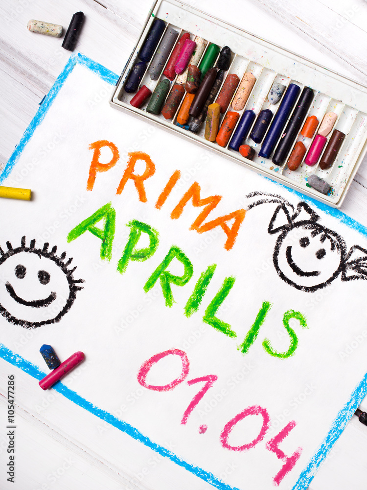 Foto de Colorful drawing : Prima Aprilis as a name of an April Fool's Day  in Poland do Stock | Adobe Stock