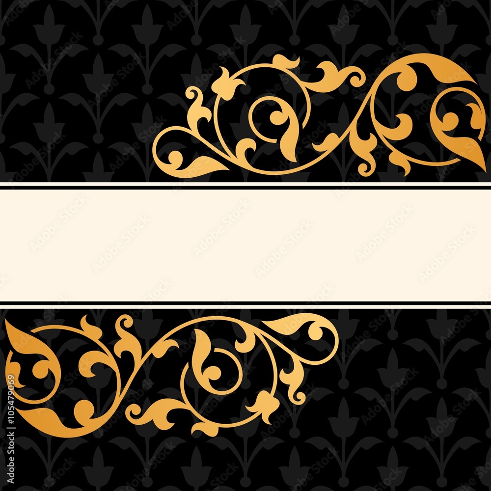 Black background with gold vintage ornament. Stock Vector | Adobe Stock