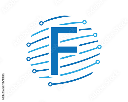 F tech global letter logo