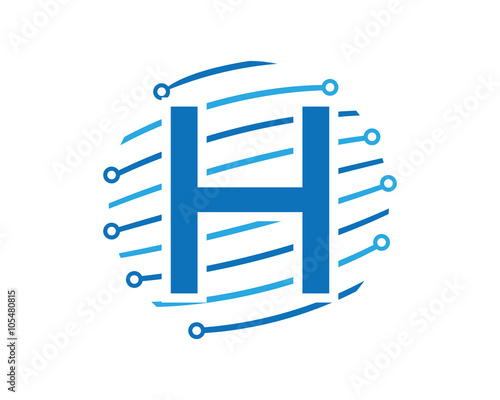 H tech global letter logo