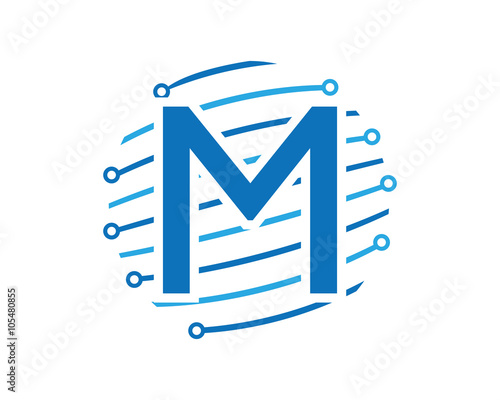 M tech global letter logo