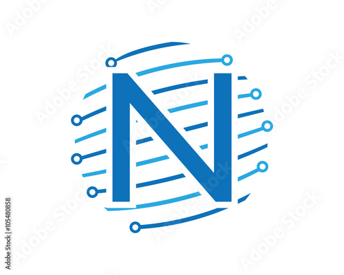 N tech global letter logo