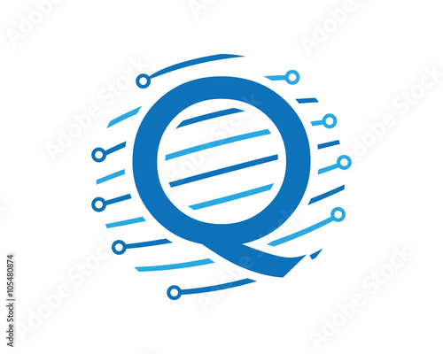 Q tech global letter logo