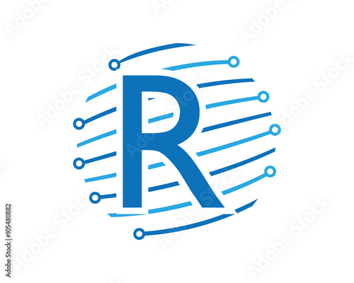R tech global letter logo