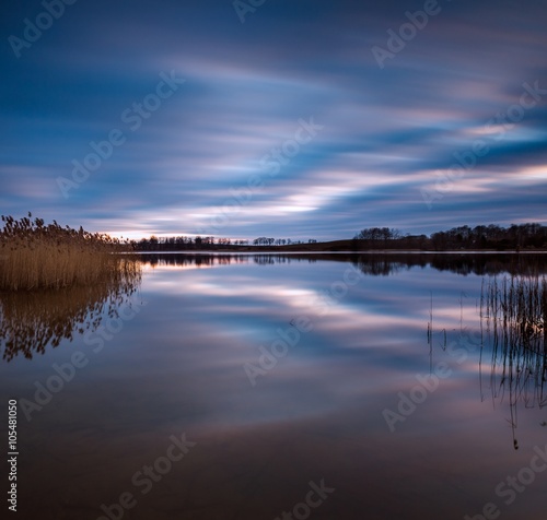 Long exposure lake sunset