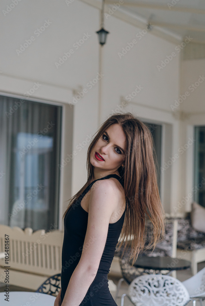 Very beautiful girl in a black dress Very beautiful girl in a black dress