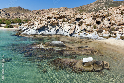 Blue Waters and  rock formations of kolymbithres beach, Paros island, Cyclades, Greece
 photo