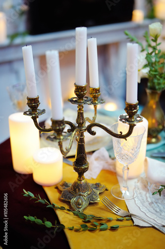 Part of stylish date interior and candles