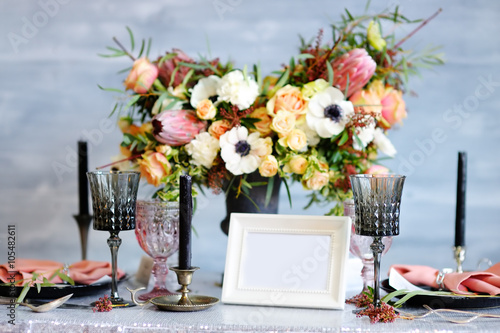 Table set for wedding reception