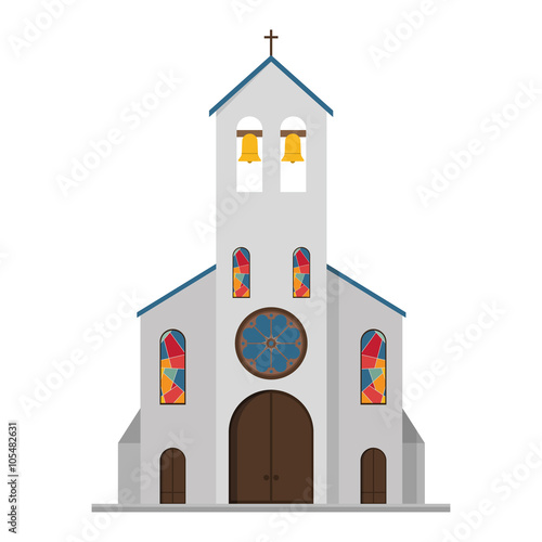 Cute cartoon vector illustration of a church